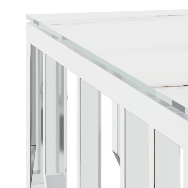 Mesa de centro 80x80x40 cm aço inoxidável e vidro prateado M 5