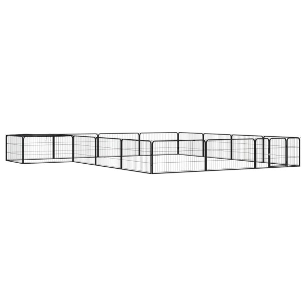 Jaula perros 16 paneles acero recubierto polvo negro 100x50 cm D