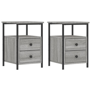 Mesitas noche 2 uds madera ingeniería gris Sonoma 34x35.5x50 cm H