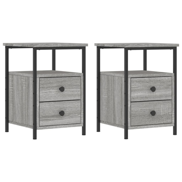 Mesitas noche 2 uds madera ingeniería gris Sonoma 34x35.5x50 cm M 2