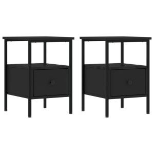 Mesitas de noche 2 uds madera de ingeniería negro 34x36x50 cm H