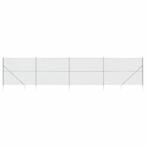 Cerca de alambre con pinchos de anclaje plateado 1.6x10 m H