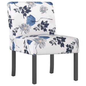 Silla tapizada de tela con estampado de flores azul H