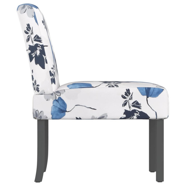 Silla tapizada de tela con estampado de flores azul M 4