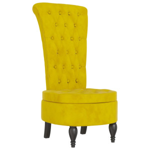 Sillón de respaldo alto con botones terciopelo amarillo H