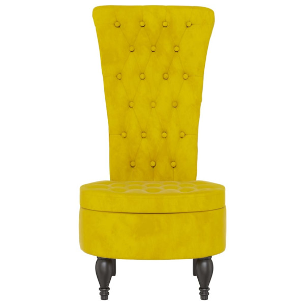Sillón de respaldo alto con botones terciopelo amarillo M 3