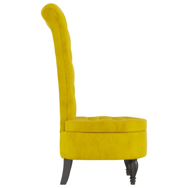 Cadeirão com encosto alto veludo amarelo design de botões M 4