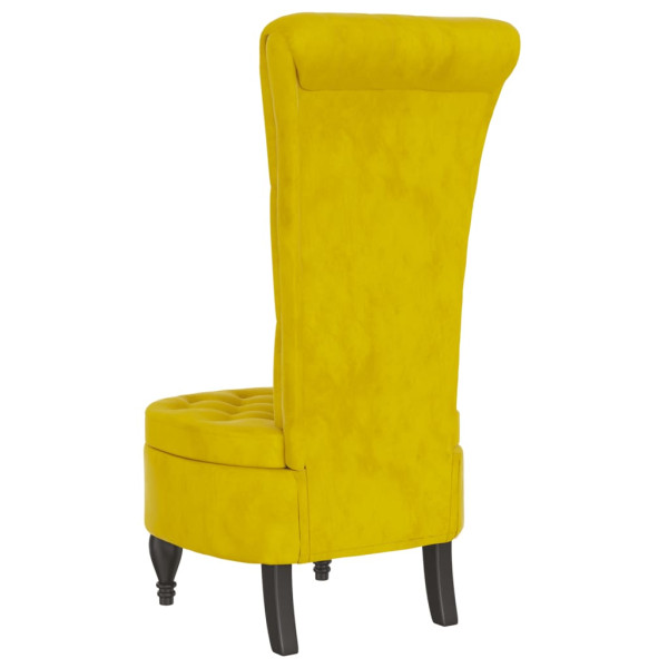 Cadeirão com encosto alto veludo amarelo design de botões M 5
