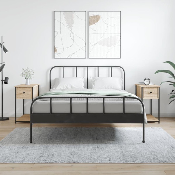 Mesitas noche 2 uds madera ingeniería roble Sonoma 30x60x60 cm D