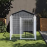 Caseta perros con corral acero galvanizado gris 117x201x123 cm 1