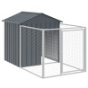 Caseta perros con corral acero galvanizado gris 117x201x123 cm 2