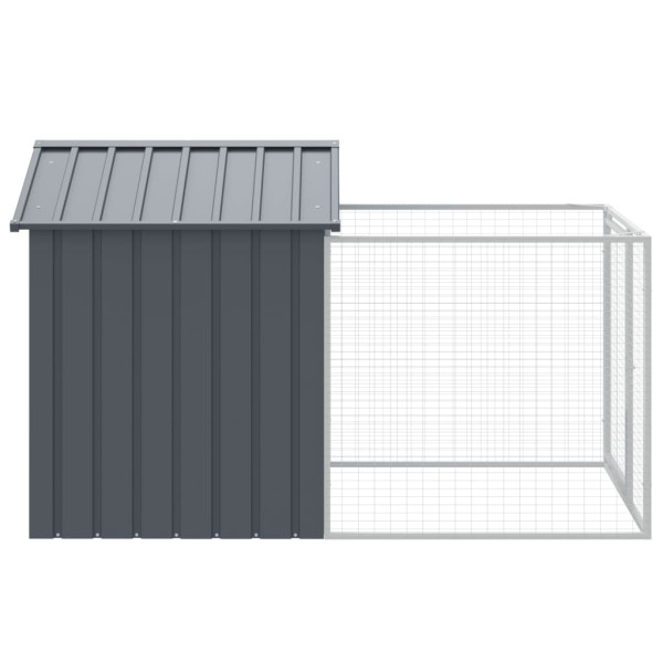 Caseta perros con corral acero galvanizado gris 117x201x123 cm M 4