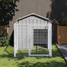 Casota para cães com parque aço galvanizado cinzento-claro 1