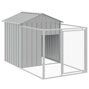 Caseta perros corral acero galvanizado gris claro 117x201x123cm H