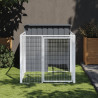 Caseta perros con corral acero galvanizado gris 110x201x110 cm 1