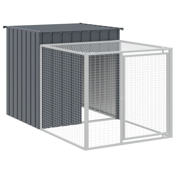 Gallinero con corral acero galvanizado gris 110x201x110 cm M 2