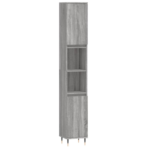 Set de muebles de baño 3 pzas madera contrachapada gris sonoma M 5
