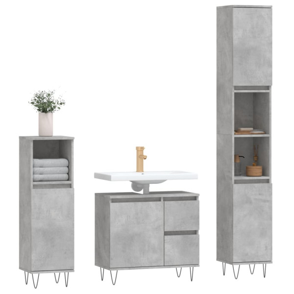 Set muebles de baño 2 piezas madera contrachapada gris hormigón M 3