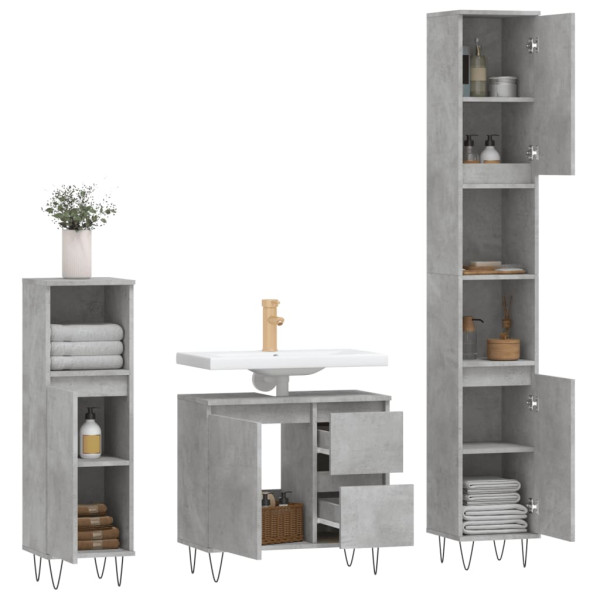 Set muebles de baño 2 piezas madera contrachapada gris hormigón M 4