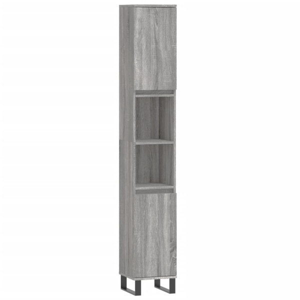 Set de muebles de baño 3 pzas madera contrachapada gris sonoma M 5