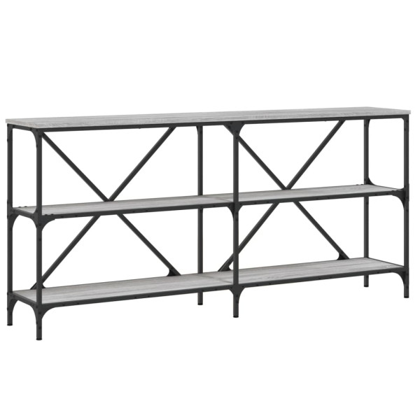 Mesa consola hierro y madera ingeniería gris Sonoma 160x30x75cm M 2