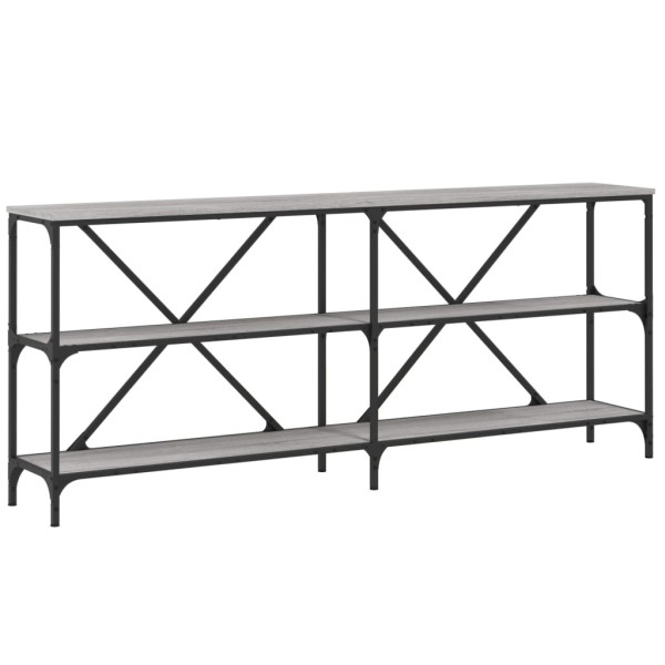 Mesa consola hierro y madera ingeniería gris Sonoma 180x30x75cm M 2