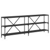 Mesa consola hierro y madera de ingeniería negro 200x30x75 cm 2