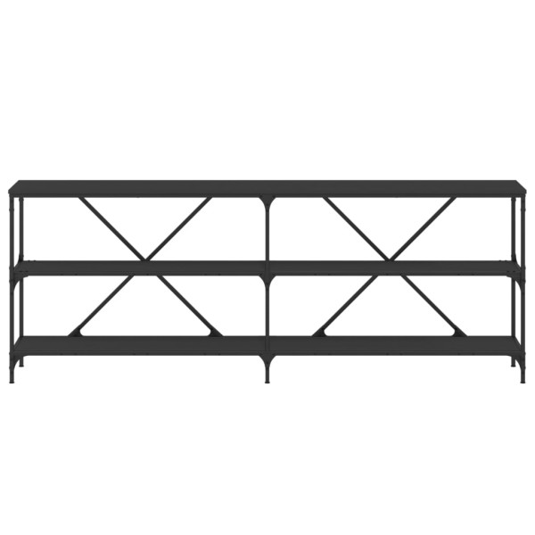 Mesa consola hierro y madera de ingeniería negro 200x30x75 cm M 4
