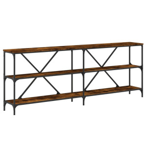 Mesa consola 200x30x75 cm deriv. madeira/ferro carvalho fumado H