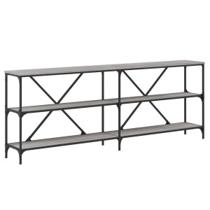 Mesa consola hierro y madera ingeniería gris Sonoma 200x30x75cm H