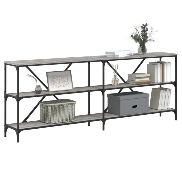 Mesa consola hierro y madera ingeniería gris Sonoma 200x30x75cm M 3
