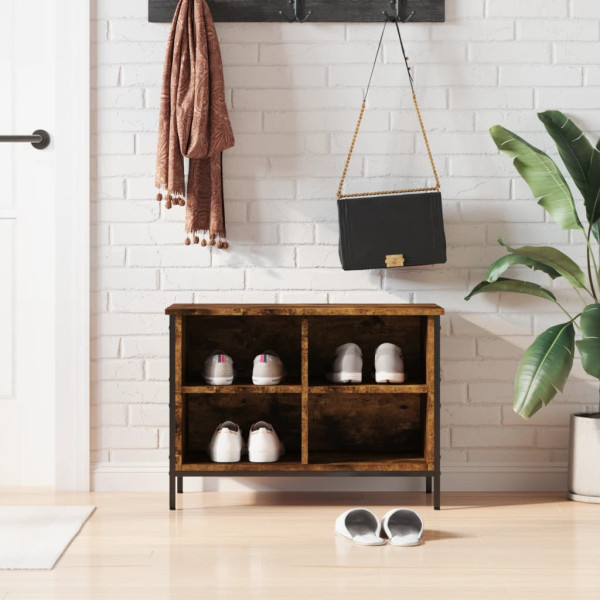 Zapatero madera de ingeniería roble ahumado 69x35x50 cm D