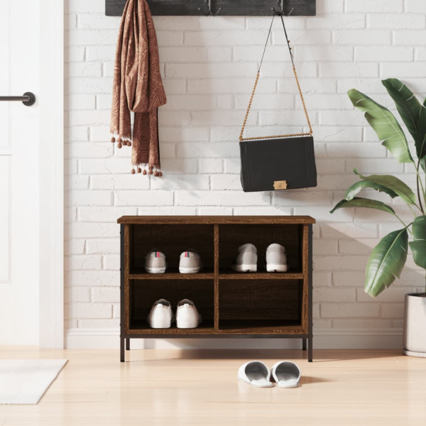 Zapatero madera de ingeniería marrón roble 69x35x50 cm D