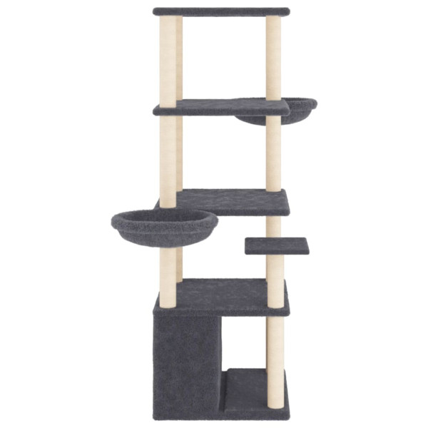 Árvore p/ gatos c/ postes arranhadores sisal 147cm cinza-escuro M 4
