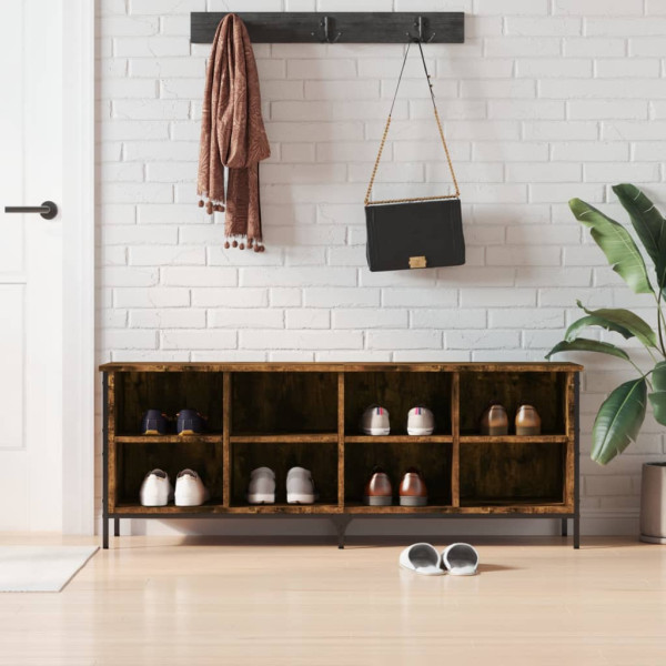 Zapatero madera de ingeniería roble ahumado 131x35x50 cm D