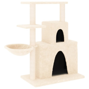Rascador para gatos con postes de sisal color crema 83 cm H