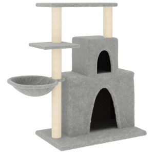 Rascador para gatos con postes de sisal gris claro 83 cm H