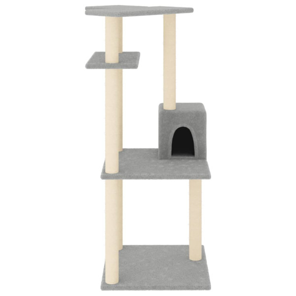 Rascador para gatos con postes de sisal gris claro 123 cm M 3