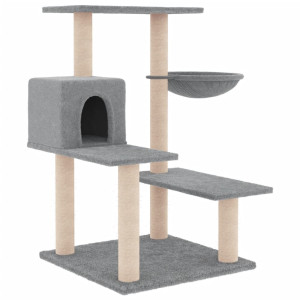 Rascador para gatos con postes de sisal gris claro 82.5 cm H