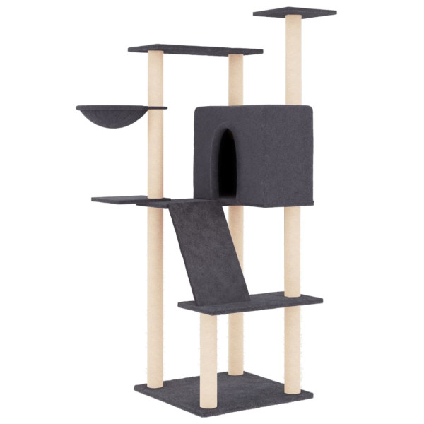 Árvore p/ gatos c/ postes arranhadores sisal 143cm cinza-escuro M 2