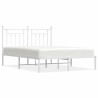 Estrutura de cama com cabeceira 140x200 cm metal branco 2
