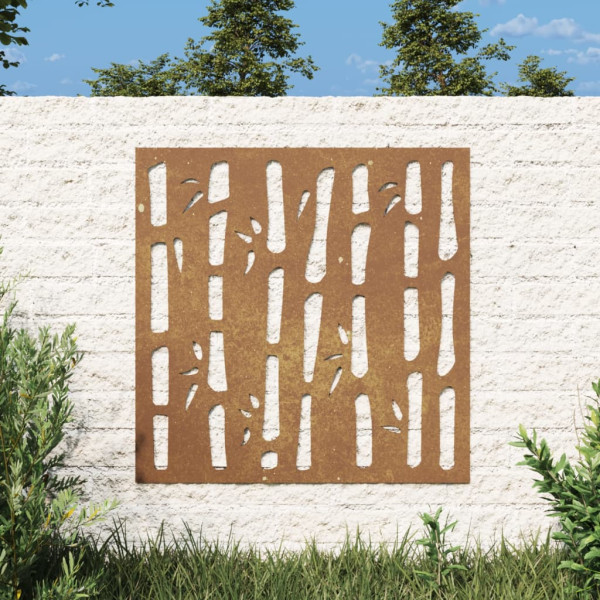 Decoração p/ muro de jardim 555x55 cm aço corten design bambu M 4