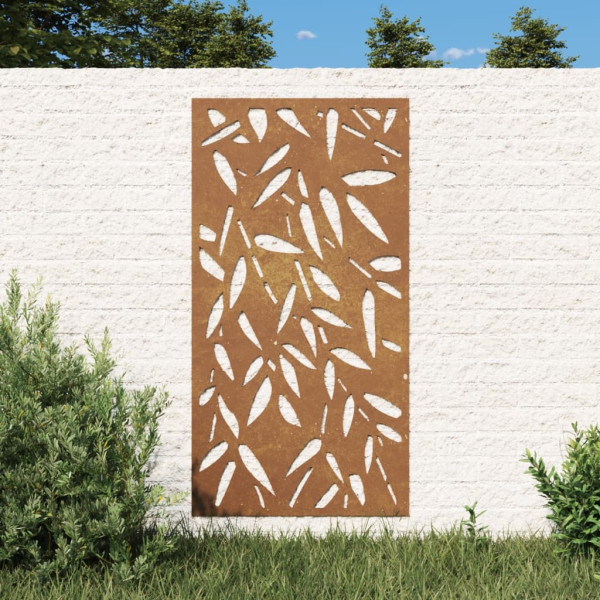 Adorno de pared jardín acero corten diseño hoja bambú 105x55 cm D