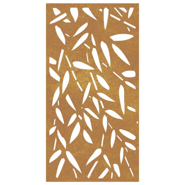 Decoração p/muro jardim 105x55cm aço corten design folhas bambu M 4