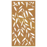 Decoração p/muro jardim 105x55cm aço corten design folhas bambu 4