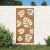 Decoração p/ muro de jardim 105x55 cm aço corten design folhas 1