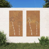 Decorações p/ muro de jardim 2 pcs aço corten design flores 1