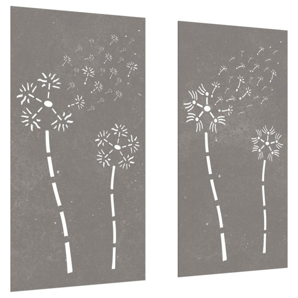 Adorno pared jardín 2 uds acero corten diseño flores 105x55 cm M 3