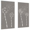 Adorno pared jardín 2 uds acero corten diseño flores 105x55 cm 3