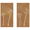 Adorno pared jardín 2 uds acero corten diseño flores 105x55 cm 5